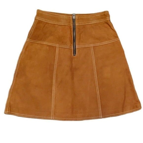 Coach High Waist Lamb Suede A-Line Skirt Embellished Rodeo Made In Italy 2 - Picture 2 of 6